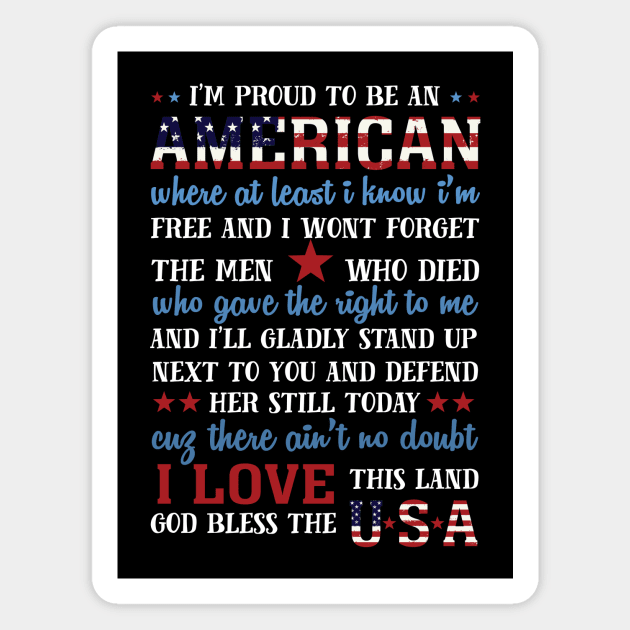 American map and Flag, 4th of July, happy independence day God Bless America Magnet by SweetMay